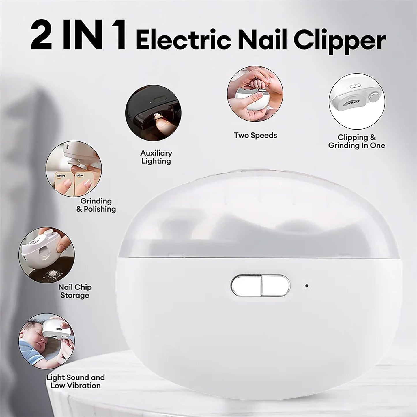 Gladigo NailEase™ 2-in-1 Automatic Electric Nail Cutter And Polishing